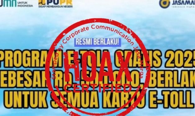 Jasa Marga Menegaskan Program E-toll Gratis 2025 Tidak Benar